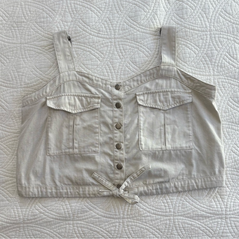 Free Palm Desert Button-Up Top Denim Crop Medium - Picture 4 of 10